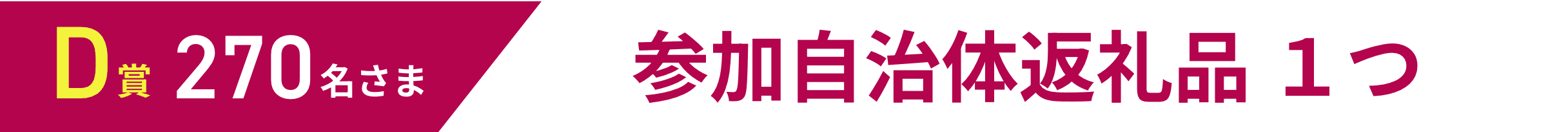 D賞 270名さま 参加自治体返礼品 １つ