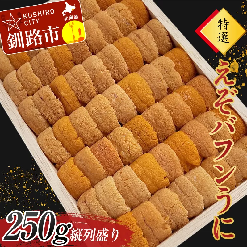 高級・特選縦列盛えぞバフンうに250g ふるさと納税 うに 高級 ウニ 雲丹 エゾバフンウニ 大容量 贈答用 ギフト 北海道 釧路 F4F-3516