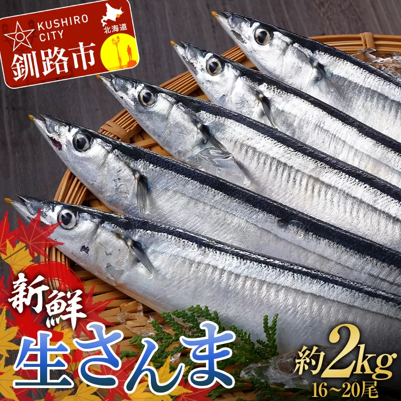 期間限定 新鮮 生 さんま 約2kg (16～20尾) 秋刀魚 鮮魚 魚 冷蔵 旬 刺身 F4F-3218