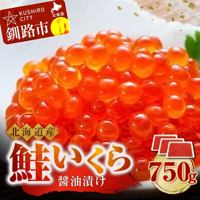 北海道産 鮭 いくら 醤油漬け 250g×3パック 計750g 北海道 釧路 ふるさと納税 いくら イクラ 丼 ごはんのお供 魚介類 海鮮 魚卵 海産物 F4F-3558