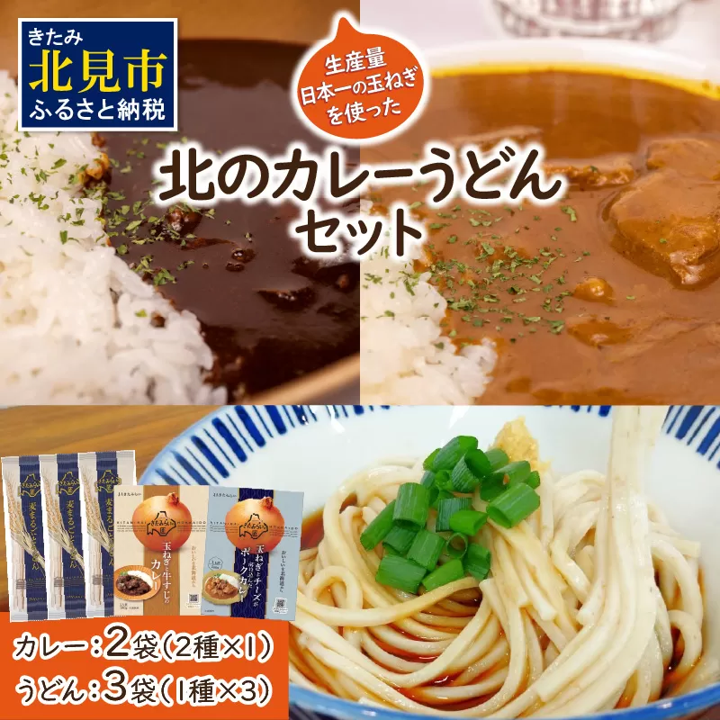 生産量日本一の玉ねぎを使った北のカレーうどんセット ( カレー うどん 麺 セット 玉ねぎ たまねぎ 牛すじ チーズ 豚 )【104-0005】