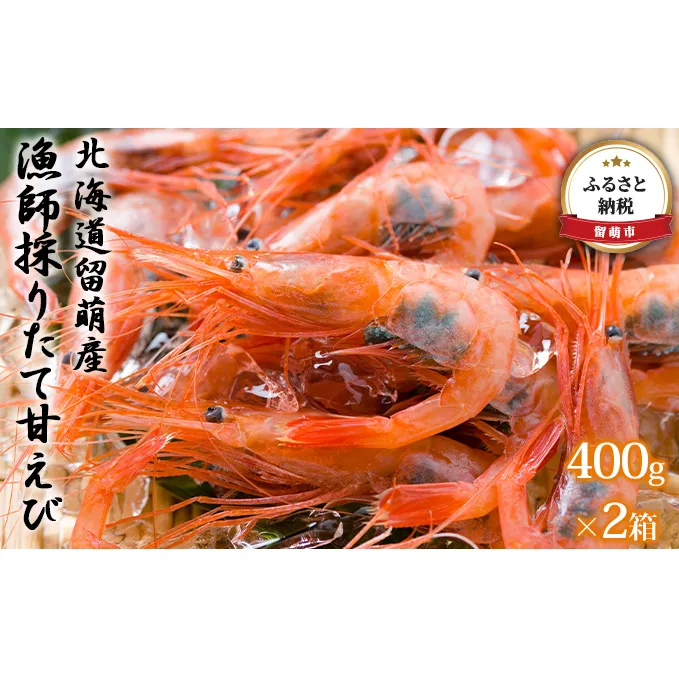 甘エビ 北海道 漁師採りたて 甘えび 400g×2箱 留萌産 あまえび 甘海老 海老 エビ 南蛮エビ つまみ おつまみ ご飯のお供 おかず 海鮮 海産物 海の幸 魚介 魚介類 刺身 お刺身 刺し身 さしみ 天ぷら 冷凍 留萌