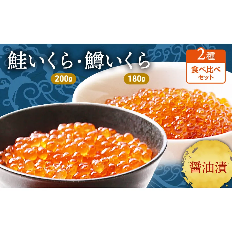 いくら 醤油漬け 2種 セット 詰め合わせ 鮭 鱒 イクラ 鮭いくら 200g 鱒いくら 180g 食べ比べ 魚卵 魚介 魚介類 海鮮 海鮮セット ご飯のお供 ごはんのお供 北海道 留萌