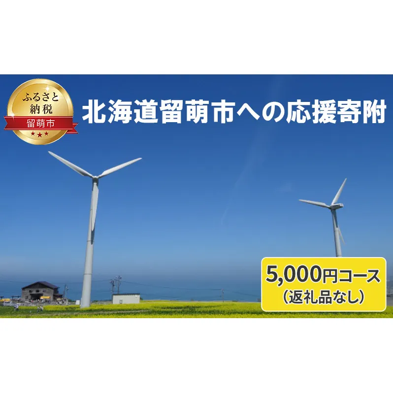 北海道留萌市 寄附のみの応援受付 5,000円コース（返礼品なし 寄附のみ 5000円）