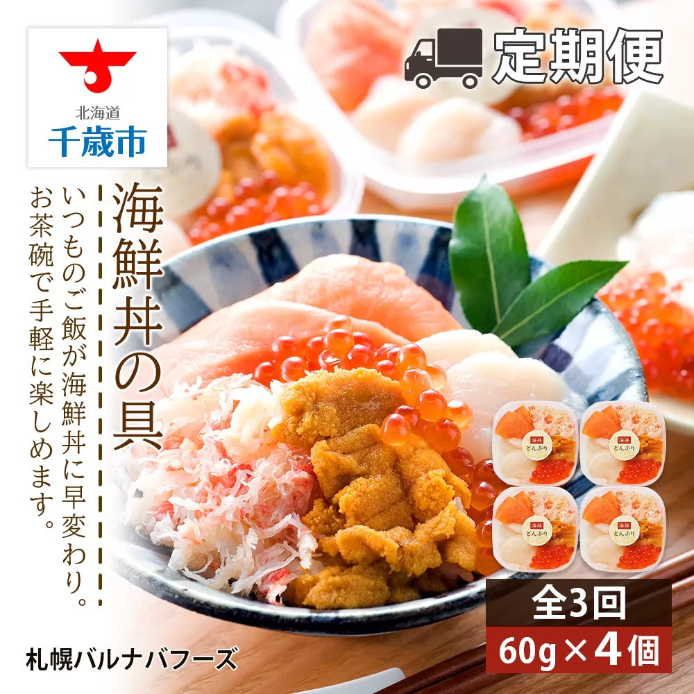 【定期便 全3回】北海道といえば！海鮮丼の具 60g×4個セット