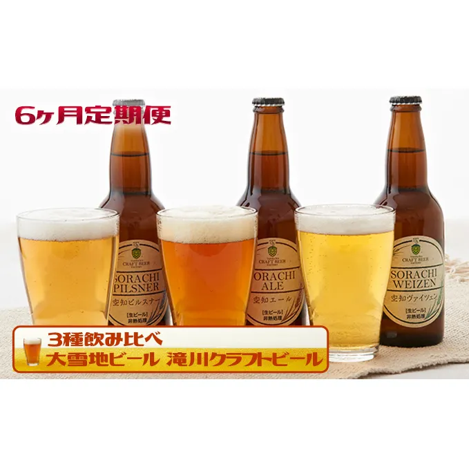 【6ヶ月定期便】大雪地ビール 滝川クラフトビール3種飲み比べ