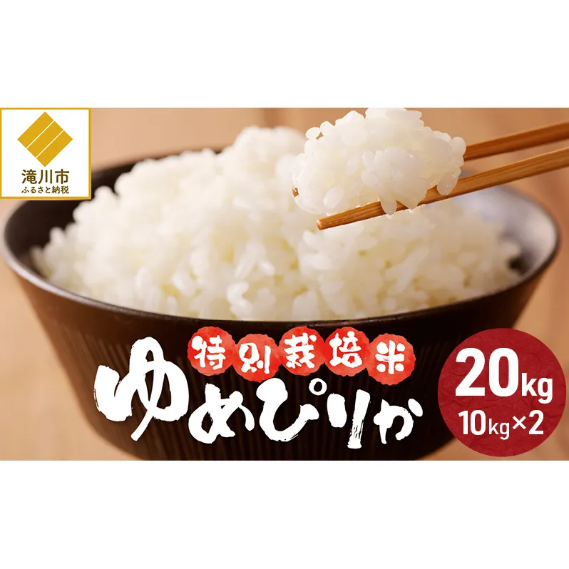 令和7年産米 北海道滝川産　特別栽培ゆめぴりか 20kg(10kg×2袋) ※10月中旬・新米からお届け｜北海道 滝川市 米 お米 白米 ご飯 ゆめぴりか ユメピリカ 特別栽培米 特別栽培 新米