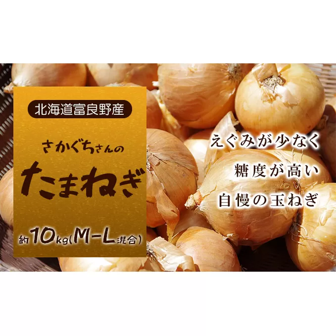 【北海道富良野産】さかぐちさんのたまねぎ 約10kg（M-Lサイズ混合）野菜 新鮮 直送 道産 ふらの 玉ねぎ 送料無料 数量限定 先着順 