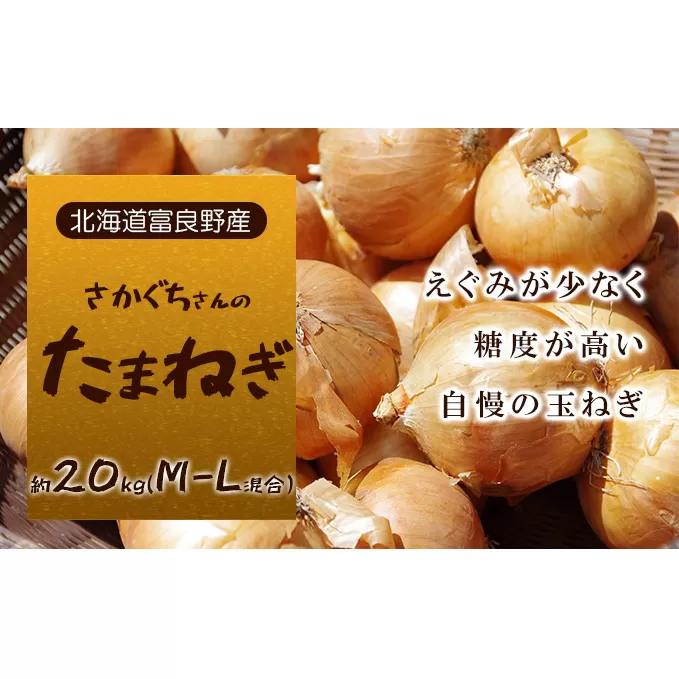 【北海道富良野産】さかぐちさんのたまねぎ 約20kg（M-Lサイズ混合）野菜 新鮮 直送 道産 ふらの 玉ねぎ 送料無料 数量限定 先着順 