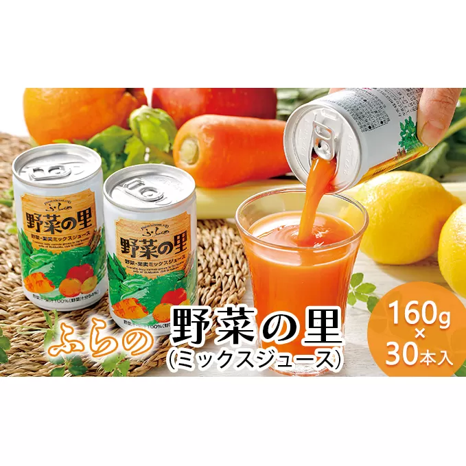 ふらの 野菜の里 160g×30本入　野菜 果物 ミックスジュース (ジュース 野菜ジュース 飲み物 缶 北海道 送料無料 道産 富良野市 ふらの)