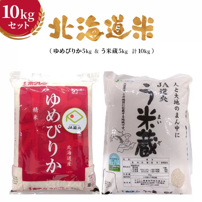 北海道米10kgセット（ゆめぴりか5kg＆う米蔵5kg 計10kg）《北海道恵庭市》【290016】