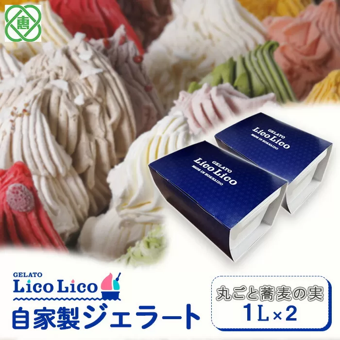 GELATO LicoLico　自家製ジェラート1L×2（丸ごと蕎麦の実）《北海道恵庭市》【600037】