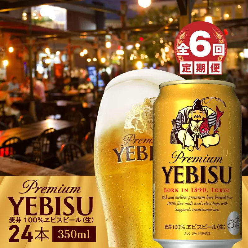 『定期便：全6回』サッポロ　ヱビスビール350ml×24本《北海道恵庭市》【300091】