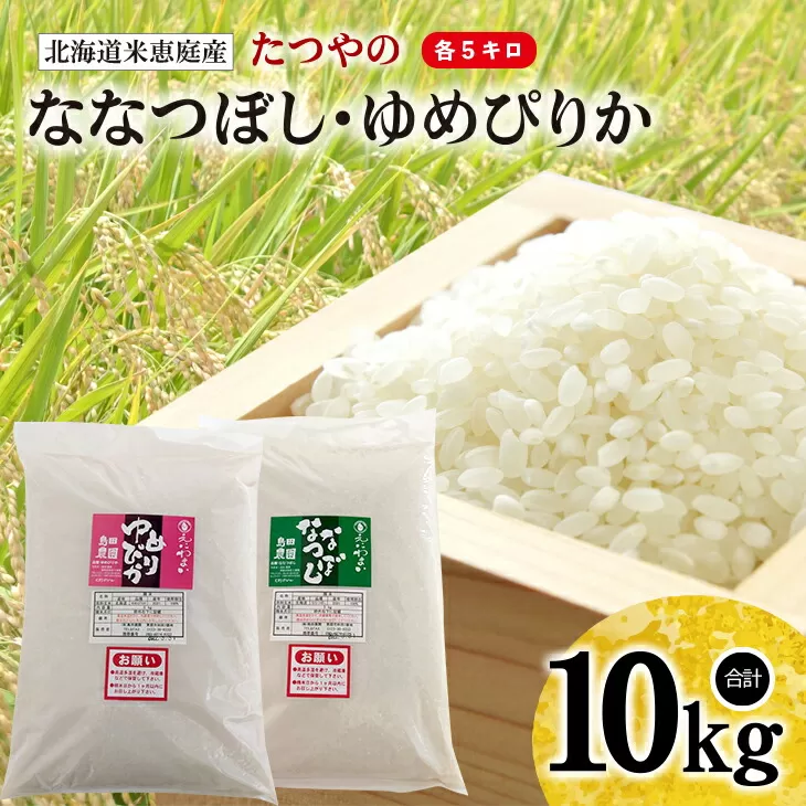 【定期便：全3回】北海道米「恵庭産たつやのななつぼし・ゆめぴりか」各5kgセット《北海道恵庭市》【560002】