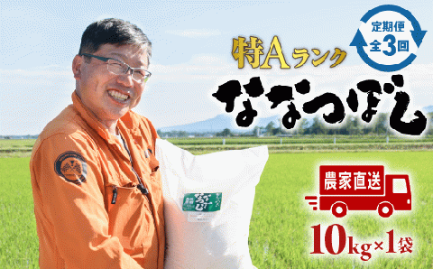定期便：全3回』たつや自慢の米 ななつぼし10kg《北海道恵庭市