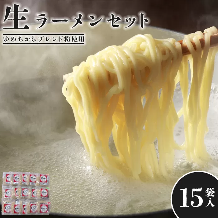 【ゆめちからブレンド粉使用】生ラーメンセット(15袋)スープ付《北海道恵庭市》【290009】