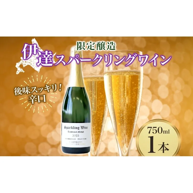 北海道 伊達スパークリングワイン 750ml 1本 2023 年産 限定醸造 スパークリングワイン ワイン 葡萄 ぶどう ブドウ 醸造 ヴィンテージ 白ワイン お酒 酒 アルコール 発泡酒 シャルドネ ピノ・ノワール 晩酌