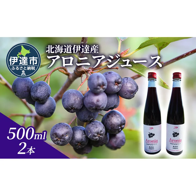 北海道 伊達 大滝産 アロニア ジュース 500ml 2本 果汁 果実飲料 飲料 飲み物 フルーツ スーパーフード ポリフェノール