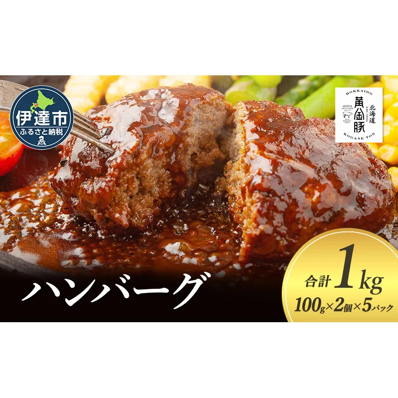 北海道 伊達 黄金豚 ハンバーグ 100g×10個（計1kg） 小分け 真空 お肉 豚肉