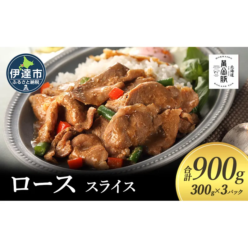 北海道 伊達 黄金豚 ロース スライス 300g×3パック（計900g） 小分け 真空 お肉 豚肉 生姜焼き 肉巻き 豚丼