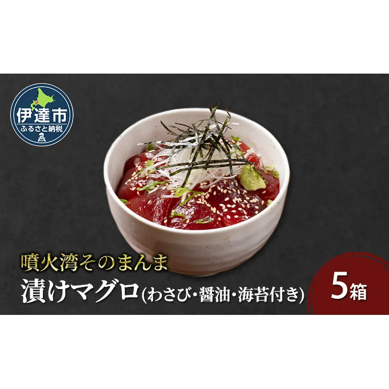 噴火湾そのまんま 漬けマグロ(わさび・醤油・海苔付き)5箱 旬菜一鮮 だて大和屋 厳選 魚介 海鮮 刺身 刺し身 小分け 新鮮 魚介類 魚貝類 加工食品 贈答 ギフト 贈り物 ご褒美