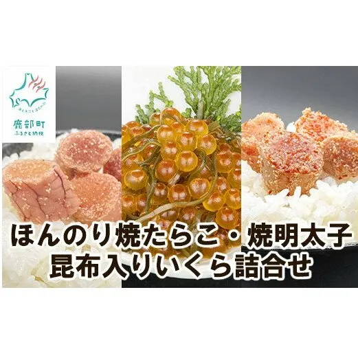 【丸鮮道場水産】 北のハイグレード食品2021認定 ほんのり焼たらこ・焼明太子と昆布入いくら詰合せ  北海道産