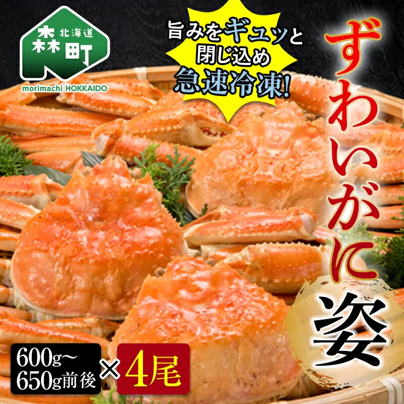 【12月発送】 ずわいがに姿 600〜650g前後 4尾 ＜ワイエスフーズ＞ かに カニ 蟹 ガニ がに 森町 ふるさと納税 北海道 ずわいがに ずわいかに ズワイガニ mr1-0192-2