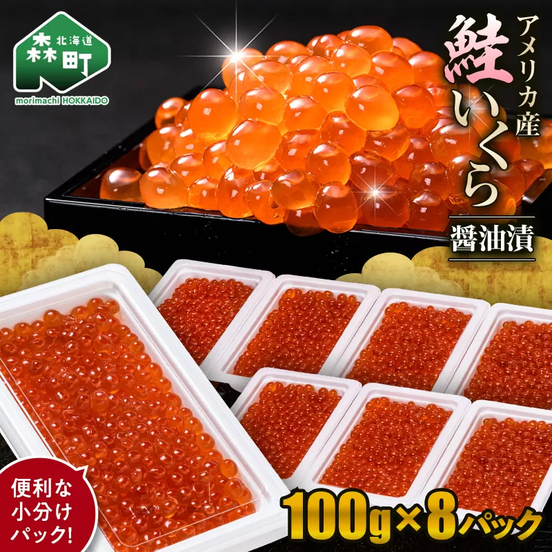 鮭 いくら 小分け 800g（100g×8）アメリカ産 ＜海鮮問屋　株式会社　瑞宝＞ いくら イクラ 小分け 醤油漬け 森町 いくら醤油漬け しょうゆ漬け 海産物 加工品 ふるさと納税 北海道 mr1-0869