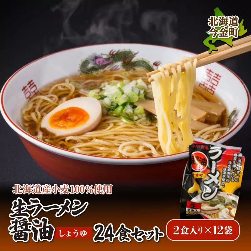 【北海道産小麦100%使用】生ラーメン醤油24食セット（12袋）F21W-394