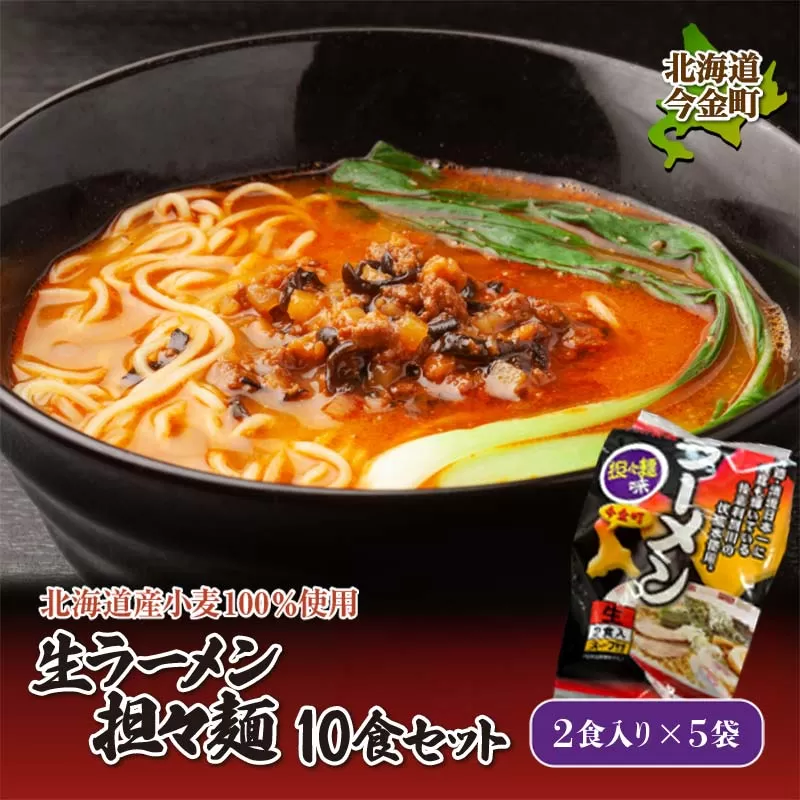 【北海道【北海道産小麦100%使用】生ラーメン(坦々麺味)10食セット（5袋） F21W-374