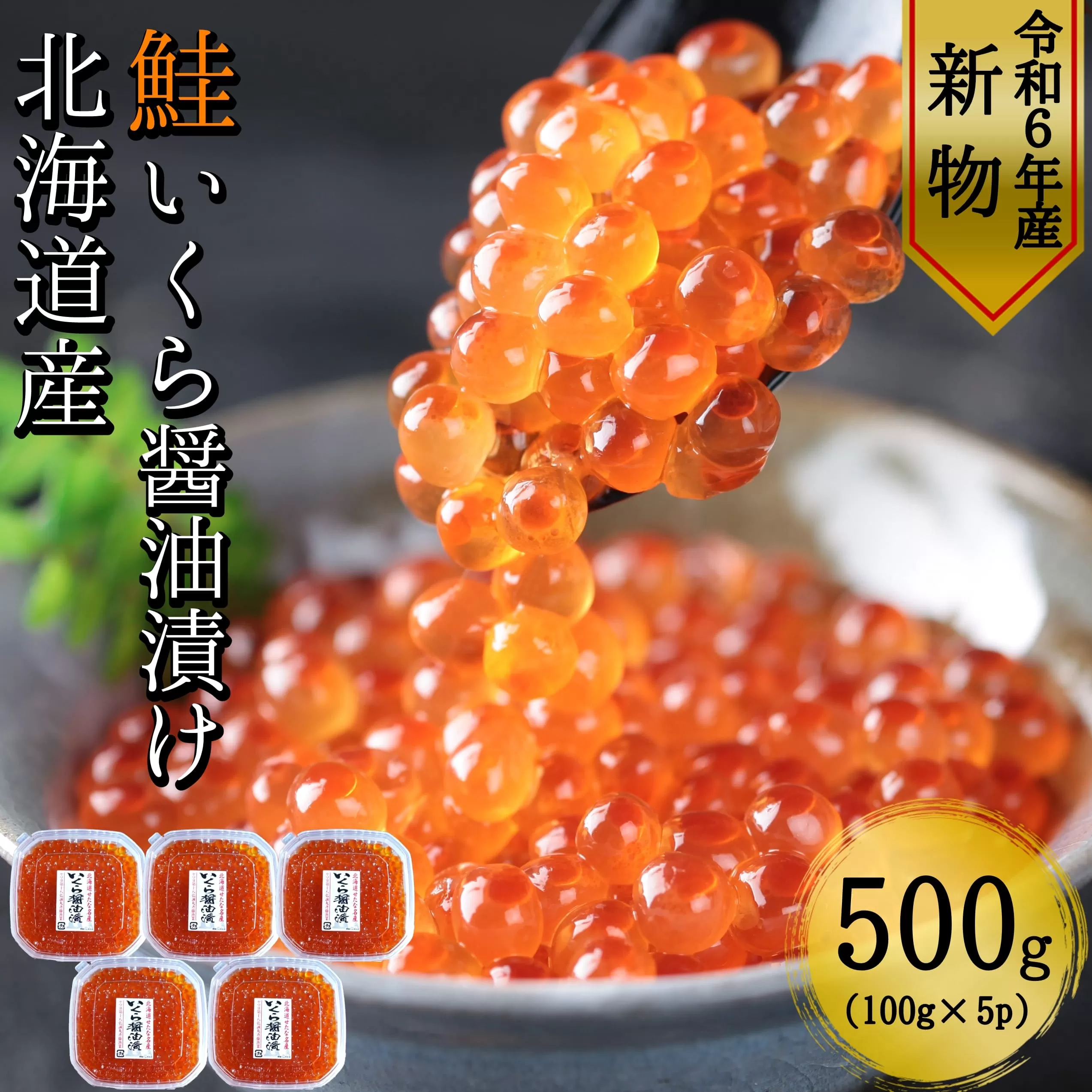 【令和6年度 新物】　北海道産鮭いくら醤油漬け100g×5パック　合計500g　せたな町ふるさと納税