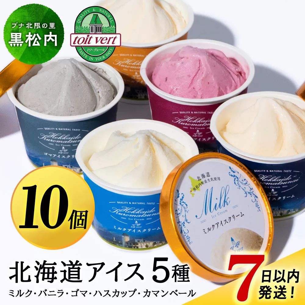 【7営業日以内発送】トワ・ヴェールアイスクリーム10個セット(全5種×各2個) アイス お菓子 氷菓 黒松内 北海道 ギフト トワヴェ―ル