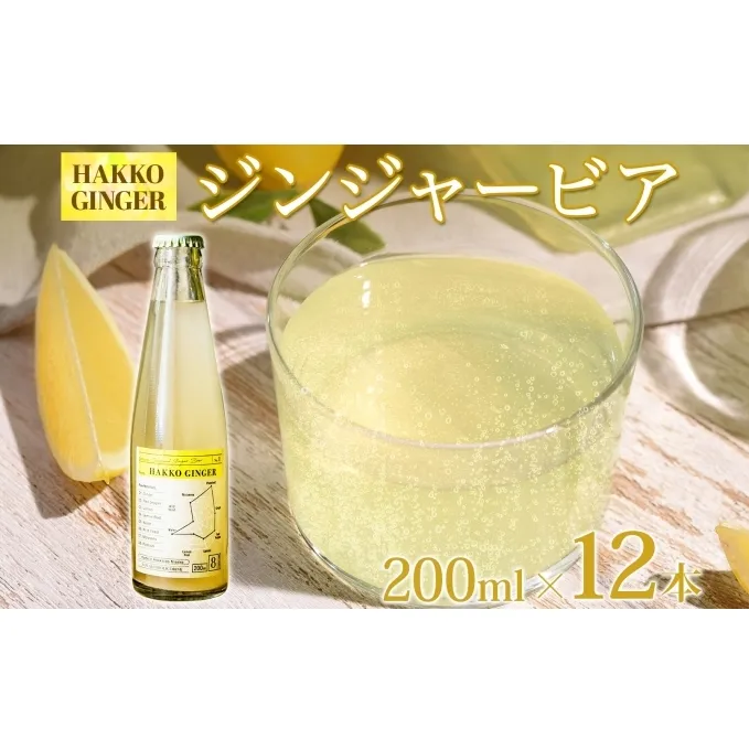 北海道 自家製 ジンジャービア 200ml×12本 HAKKO GINGER 発酵 ジンジャー ビール 生姜 レモン 辛口 ノンアルコール 炭酸 ヘルシー