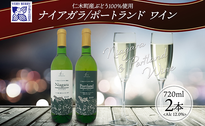 ナイアガラ ポートランド ブドウ ワイン 720ml 2本 飲み比べ セット 葡萄 ぶどう 果実 果実酒 お酒 アルコール 白ワイン 辛口 お取り寄せ  ギフト gift ボトル 紙箱 御中元 お中元 自然農園｜仁木町｜北海道｜返礼品をさがす｜まいふる by AEON CARD