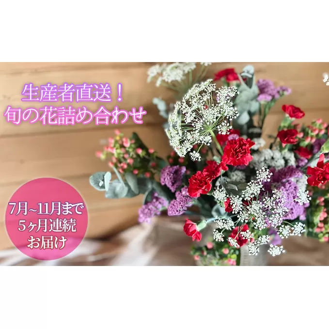 ［2024年7月～11月まで5ヵ月連続お届け］生産者直送！旬の花詰め合わせ〔4品種20本以上保証〕