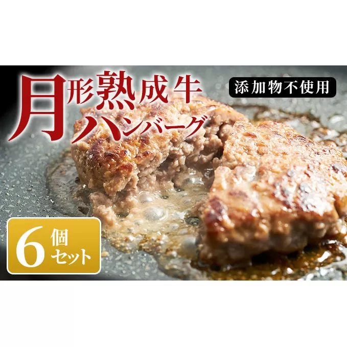 【添加物不使用】月形熟成牛ハンバーグ 6個セット