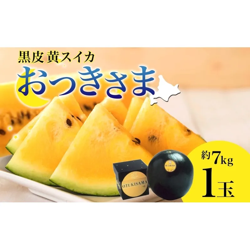 北海道 黄色 大玉 スイカ おつきさま 1玉 約7kg すいか 西瓜 黒皮 黒スイカ 黄 果物 フルーツ 旬 希少 貴重 甘い 国産 産地直送 ギフト 贈答品 お中元 お取り寄せ エーコープつきがた 送料無料 月形