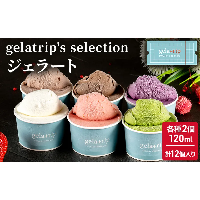 gelatrip's selection ジェラート12個 BOX 北海道 上富良野町 アイス アイスクリーム ジェラート デザート ギフト 贈呈 贈り物 ミルク 生乳 牛乳