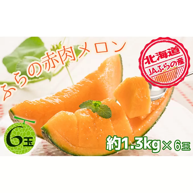 JAふらの厳選！約1.3kg×6玉【上富良野産】赤肉メロン