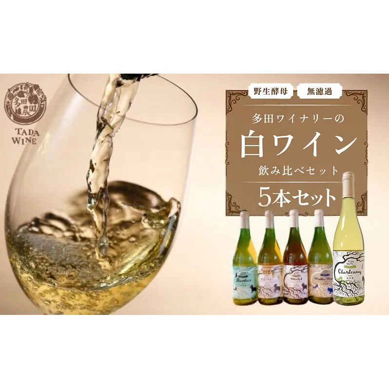 【 野生酵母 ＆ 無濾過 】 北海道 上富良野町 多田ワイナリーの 白ワイン 5本 セット ワイン