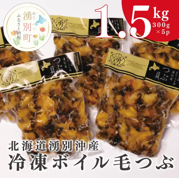 【国内消費拡大求む】北海道湧別沖産　冷凍ボイル毛つぶ1.5kg(300g×5パック)