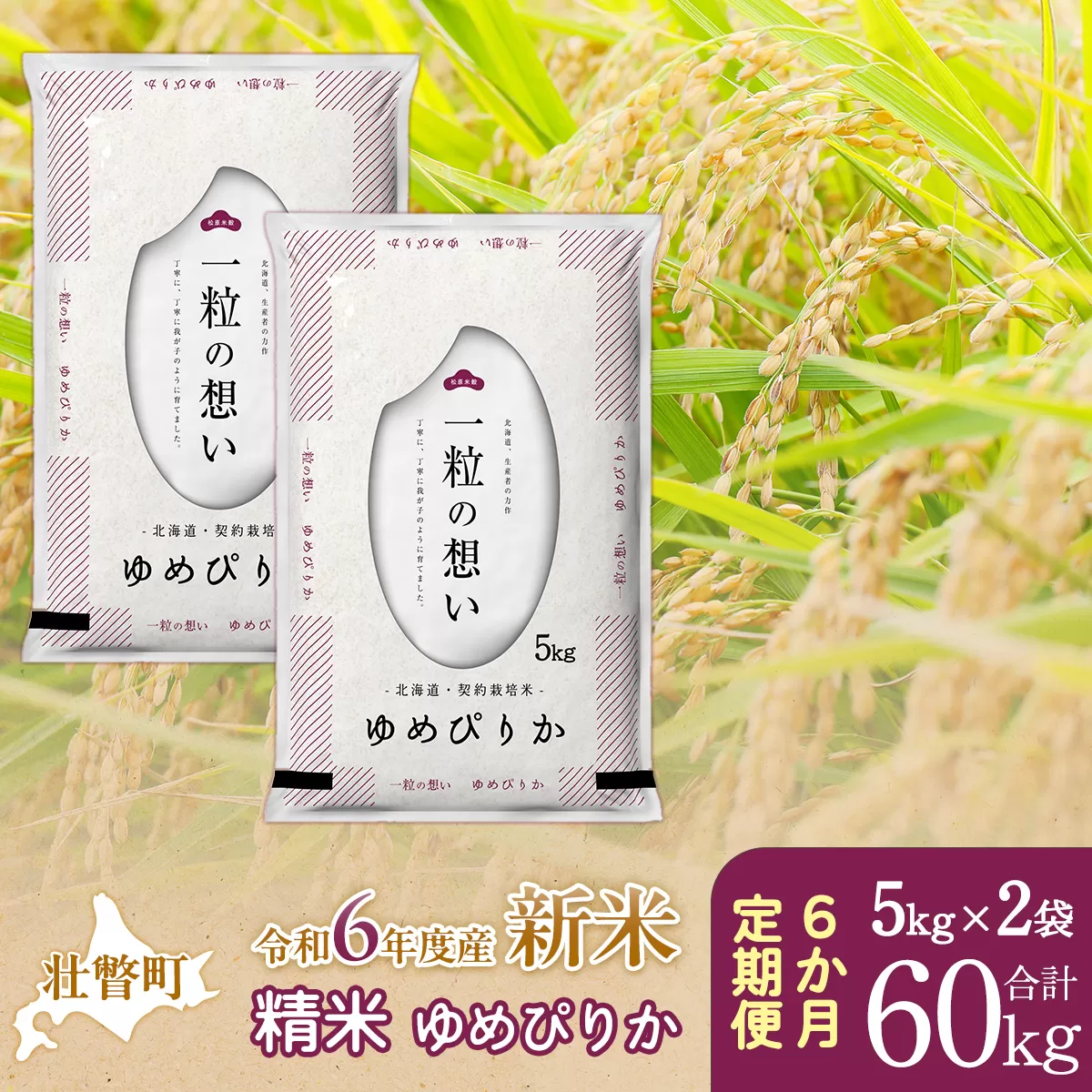 【新米】【令和6年産米】北海道壮瞥産 ゆめぴりか 計60kg（5kg×2袋 6ヵ月定期配送） SBTE031