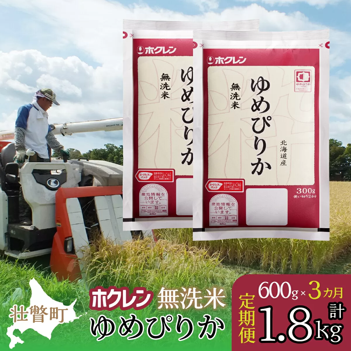 【新米】【令和6年産米】【3ヶ月定期配送】（無洗米600g）ホクレンゆめぴりか SBTD153