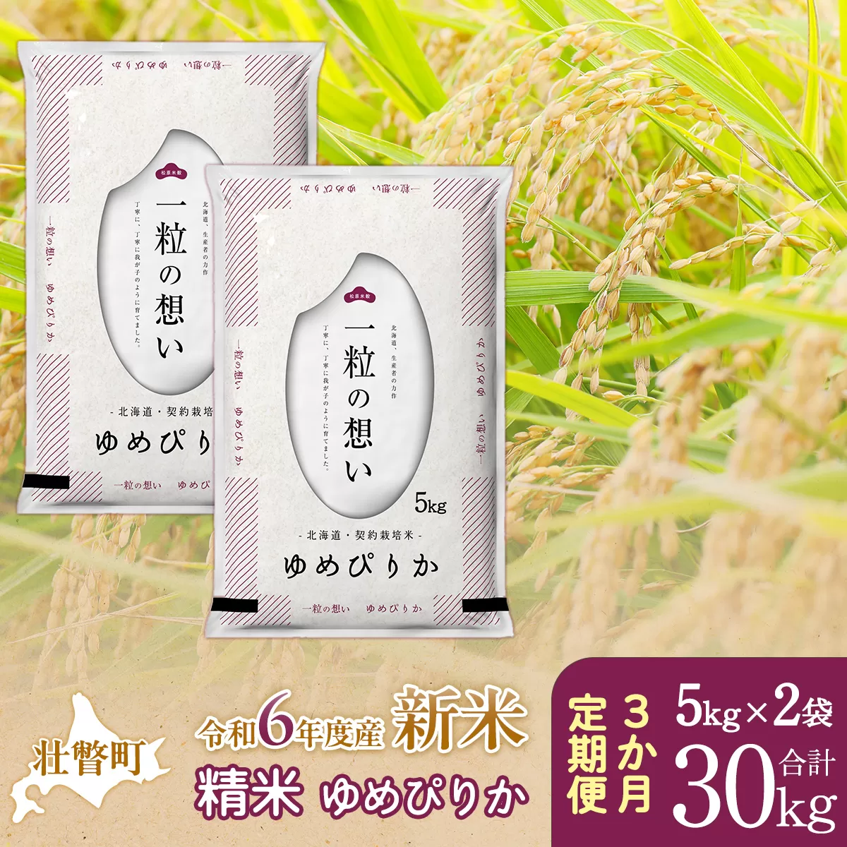 【新米】【令和6年産米】北海道壮瞥産 ゆめぴりか 計30kg（5kg×2袋 3ヵ月定期配送） SBTE030