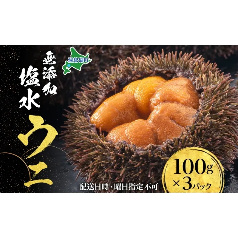 北海道 無添加塩水 ウニ 100g 3パック 5月中旬～9月初旬ごろまで順次出荷 バフン ムラサキ うに 雲丹 海鮮  小川商店