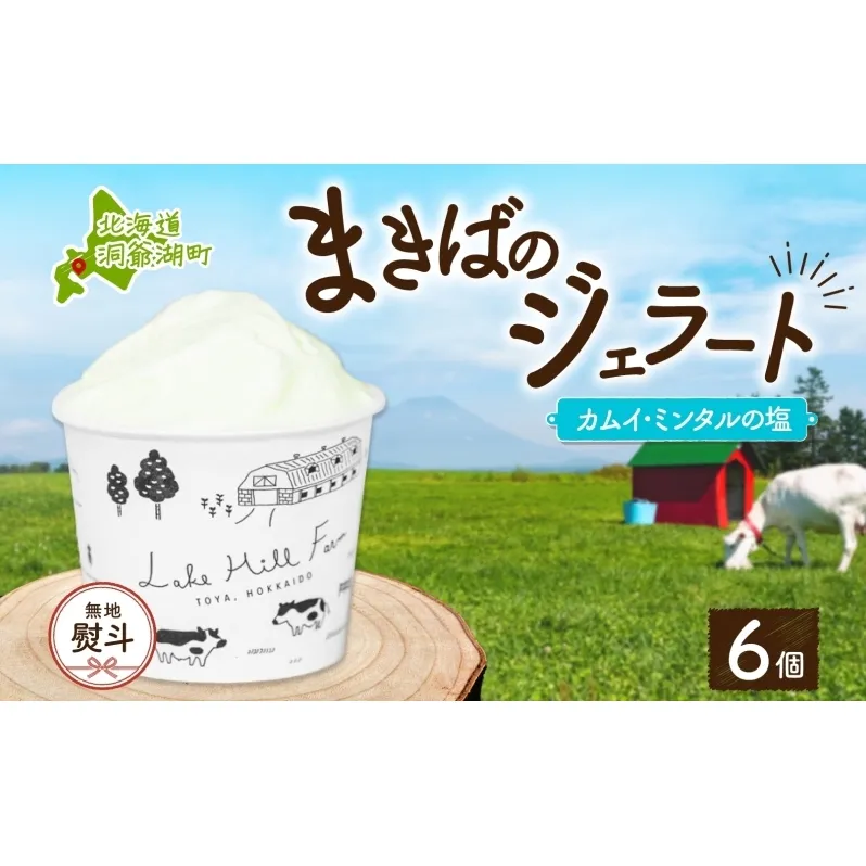 無地熨斗 北海道 まきばのジェラート カムイ・ミンタルの塩 130ml×6個 塩 ミルク デザート ギフト 氷菓 アイス 牛乳 お取り寄せ グルメ ギフト アイスクリーム 保存料不使用 牧場 自家製 熨斗 のし 名入れ不可 送料無料 洞爺湖