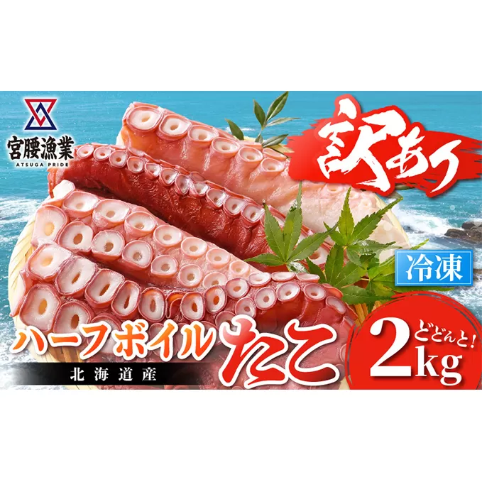 【訳あり】ハーフボイルタコ 2kg 【北海道産】