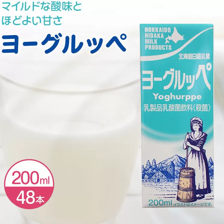 北海道 日高乳業【ヨーグルッペ】 200ml × 48本 飲料 ジュース 乳酸菌 乳酸菌飲料 パック