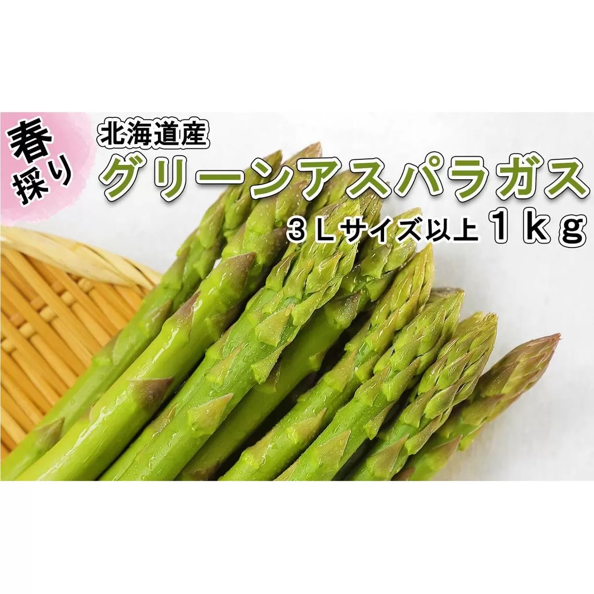 ＜先行予約＞ 北海道産 春採り グリーン アスパラガス 1kg 3Lサイズ以上 ＜2023年5月上旬より発送＞