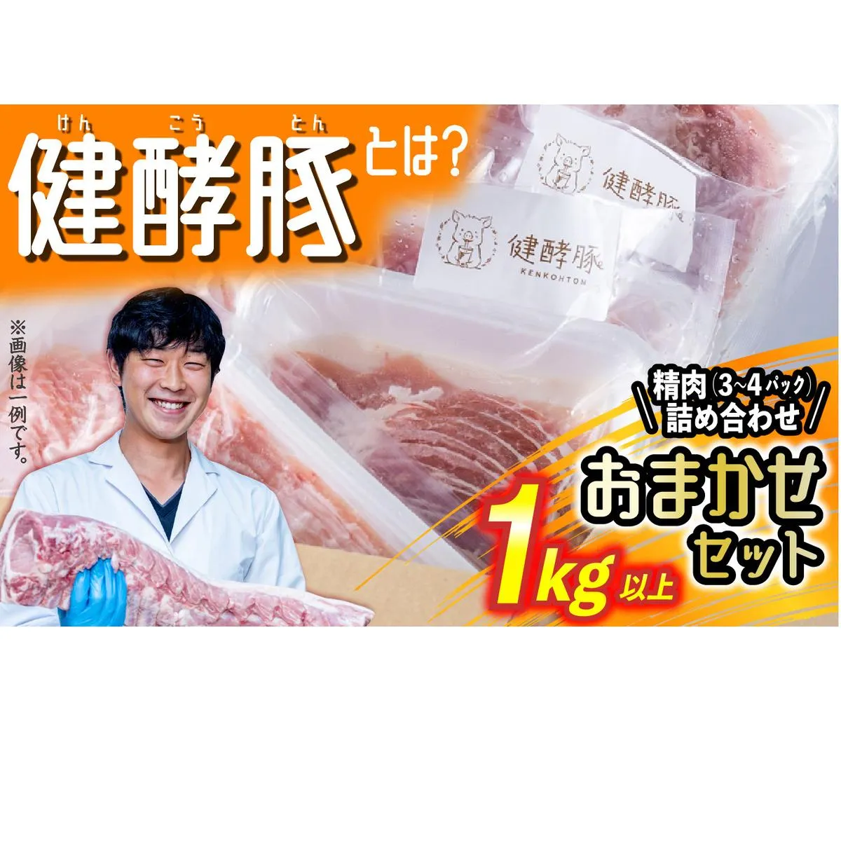 北海道産 健酵豚 精肉 おまかせ セット 1kg 以上( 3～4パック ) 豚肉 おためし 詰め合わせ ブランドポーク